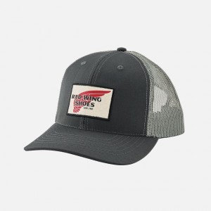 Red Wing Embroidered Logo Mesh Ball Cap in Charcoal Gray | NGLQWBD-42