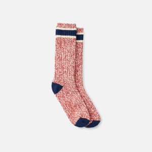 Red Wing Wool Blend Ragg Crew Socks in Red/Navy Wool Blend | BFTQCIJ-12